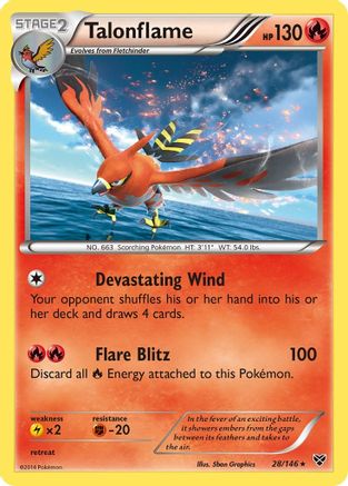 Talonflame 028 - Reverse Holofoil XY Base Set - Holo Rare