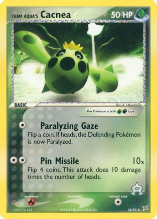 Team Aqua's Cacnea - 24/95/95 - Reverse Holofoil Team Magma vs Team Aqua - Uncommon