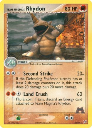 Team Magma's Rhydon - 22/95/95 - Reverse Holofoil Team Magma vs Team Aqua - Rare