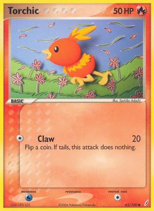 Torchic 065/100 - Reverse Holofoil Crystal Guardians - Common