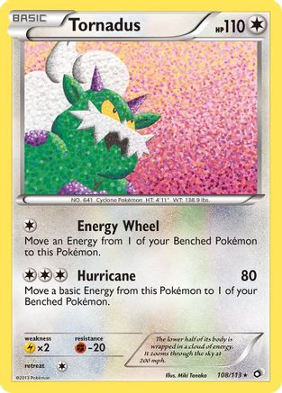 Tornadus 108 - Reverse Holofoil Legendary Treasures - Holo Rare