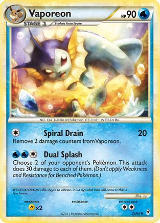 Vaporeon 052 - Reverse Holofoil Call of Legends - Uncommon