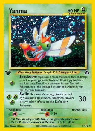 Yanma (17)/75 - Unlimited Holofoil Neo Discovery - Holo Rare