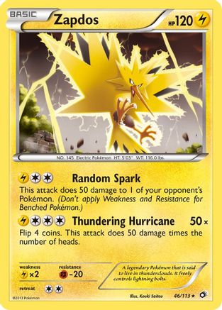 Zapdos 046 - Reverse Holofoil Legendary Treasures - Holo Rare