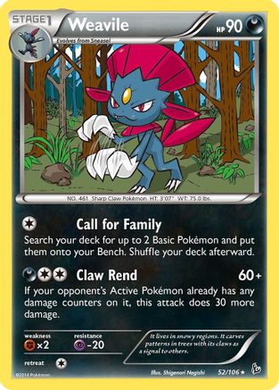 Weavile 052 XY Flashfire - Rare