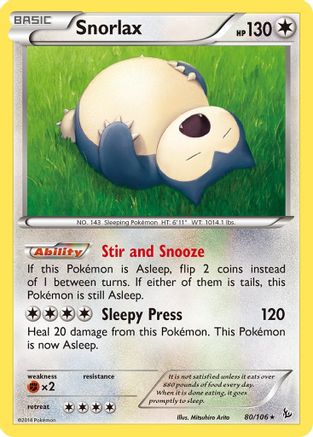 Snorlax 080 XY Flashfire - Rare