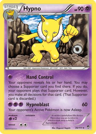 Hypno 036 - Reverse Holofoil XY Furious Fists - Rare