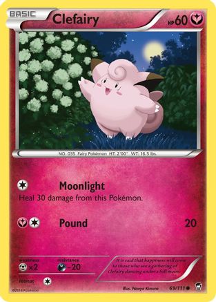 Clefairy (69) (69) 069 - Reverse Holofoil XY Furious Fists - Common