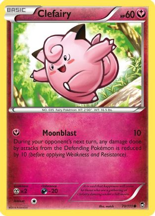 Clefairy (70) (70) 070 - Reverse Holofoil XY Furious Fists - Common
