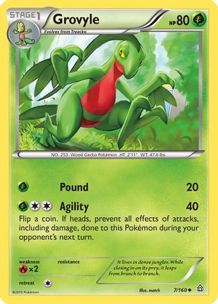 Grovyle 007 - Reverse Holofoil XY Primal Clash - Uncommon