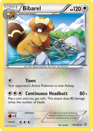 Bibarel 118/160 - Reverse Holofoil XY Primal Clash - Uncommon