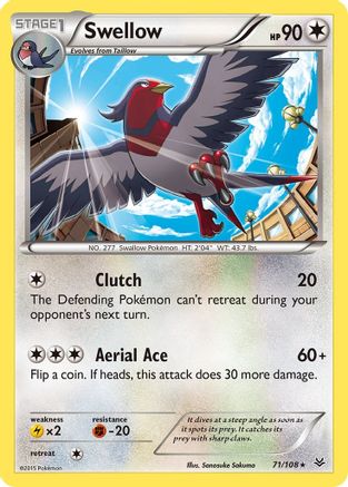 Swellow (71) - Reverse Holofoil XY Roaring Skies - Rare