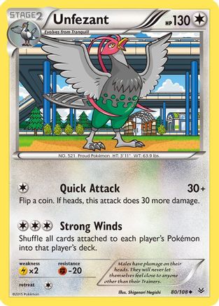 Unfezant (80) - Reverse Holofoil XY Roaring Skies - Uncommon
