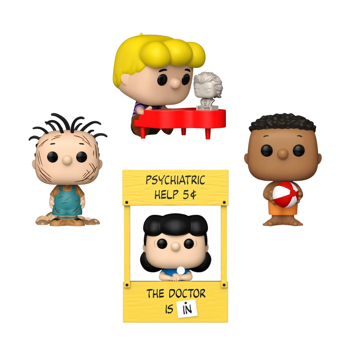 Funko Pop! Peanuts - Deluxe Schroeder Playing Piano / Plus Lucy with Doctor Stand / Franklin with Ball / Pigpen