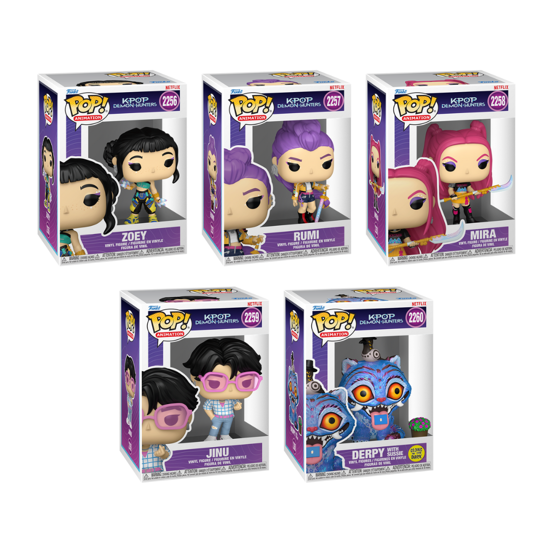 Funko Pop! Movies: Kpop Demon Hunters - Zoey / Rumi / Mira / Jinu / Derpy with Sussie
