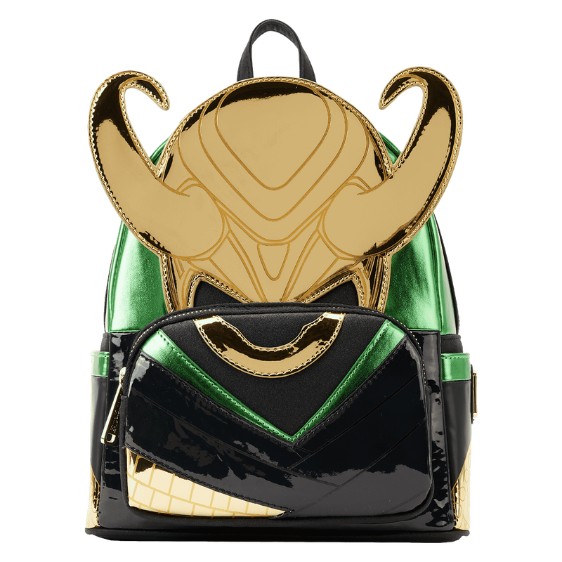 LOUNGEFLY Marvel Metallic Loki Cosplay Mini Backpack MyPops