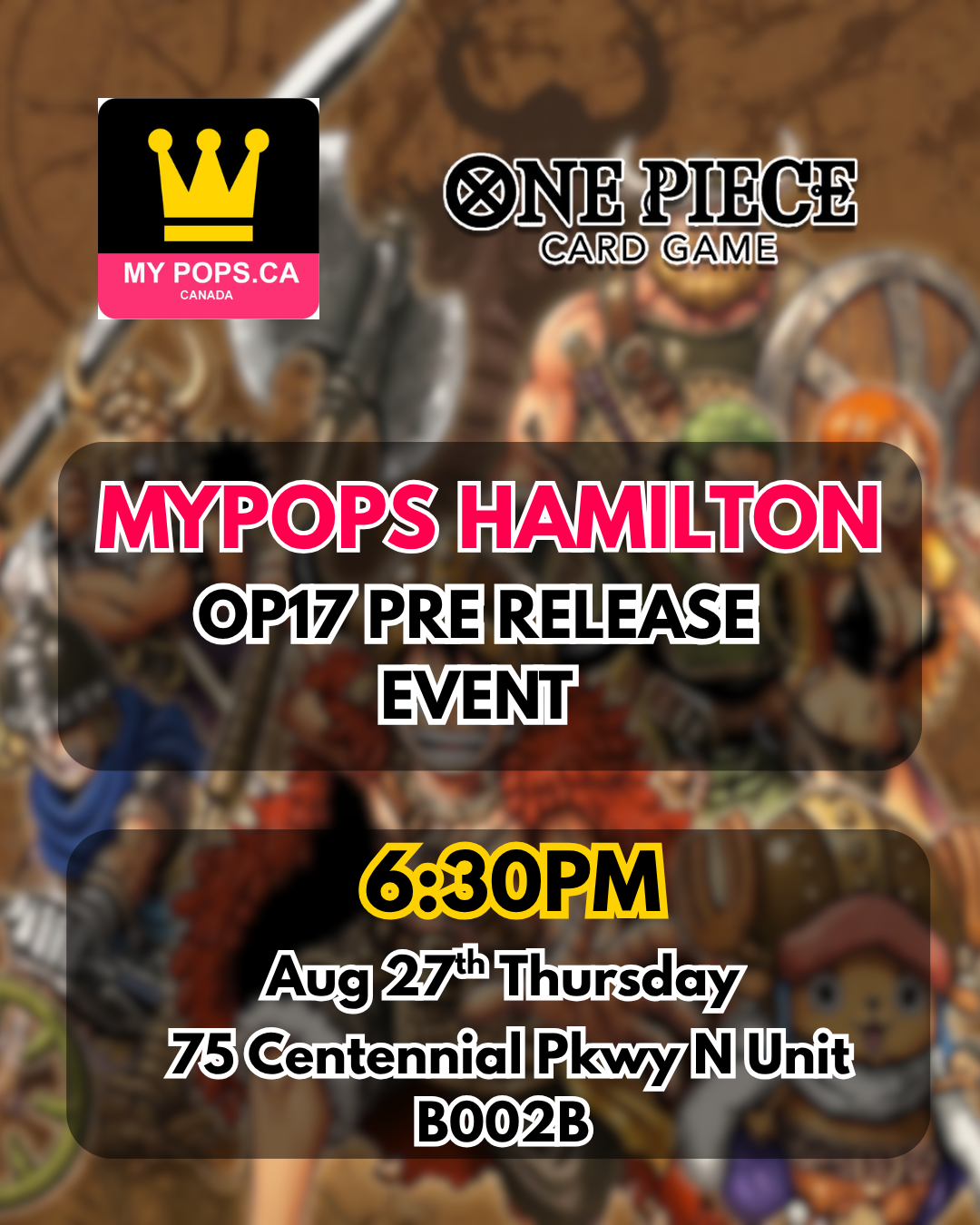 One Piece TCG - The World's Strongest Warriors OP17 Release Event - Hamilton - Aug 27 @ 6:30pm