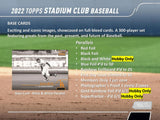 2022 TOPPS STADIUM CLUB BASEBALL HOBBY BOX