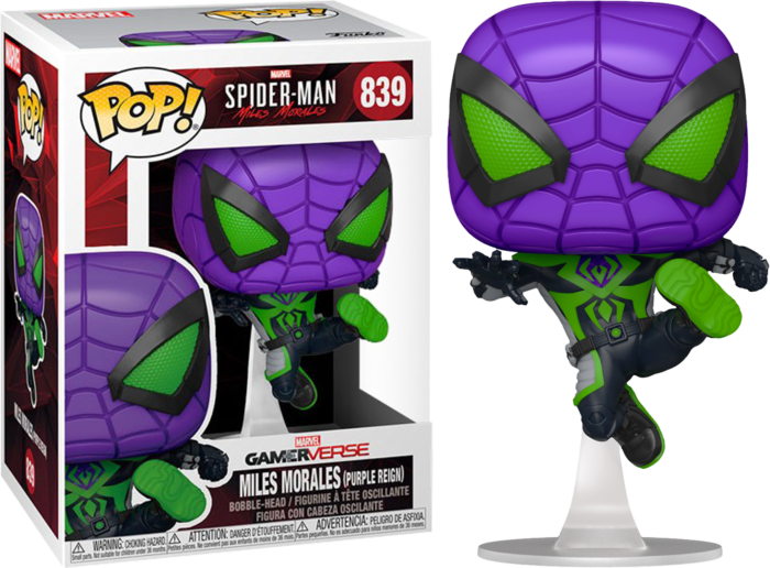 Funko Pop! Marvel Spider-Man Miles Morales Game Metallic Purple Reign #839