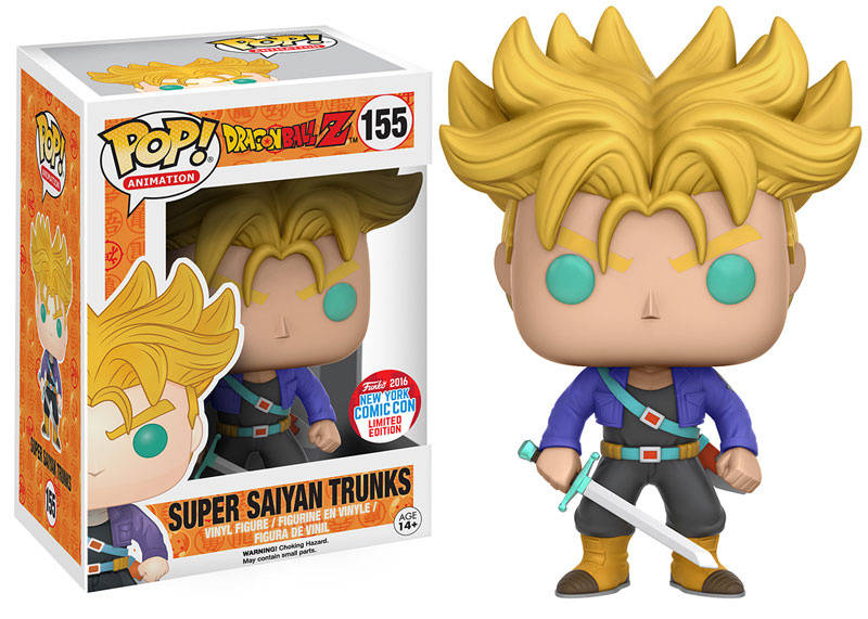 FUNKO POP ANIMATION DRAGON BALL Z DBZ SUPER SAIYAN SS TRUNKS 2016 NYCC EXCLUSIVE 155