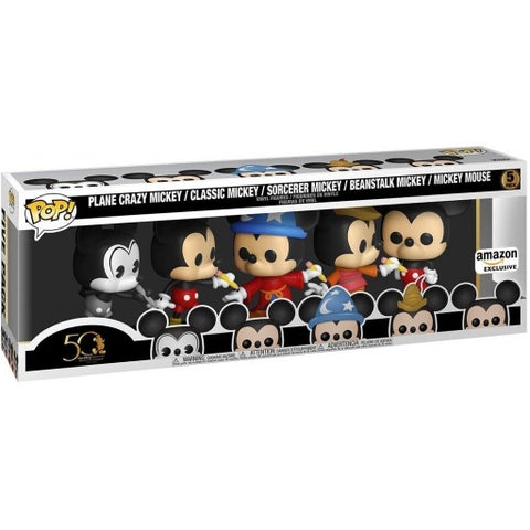 Funko Pop! Disney 50TH - PLANE CRAZY MICKEY / CLASSIC MICKEY / SORCERER MICKEY / BEANSTALK MICKEY / MICKEY MOUSE 5PK [AMAZON EXCLUSIVE]