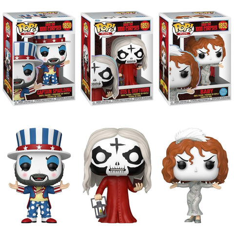 Funko Pop! Movies: House Of 1000 Corpses - Captain Spaulding / Otis B. Driftwood / Baby (Glitter) *PREORDER*
