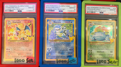 Pokemon TCG: 25th Celebrations (2021) - Classic Collection Base Set Gem Mint (MT) 10 TRIO SET