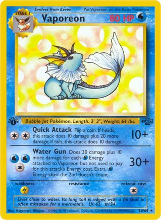 Vaporeon (28) (28) 028  - 1st Edition Jungle - Rare