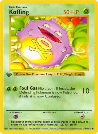 Koffing 051  - Unlimited Base Set Shadowless - Common