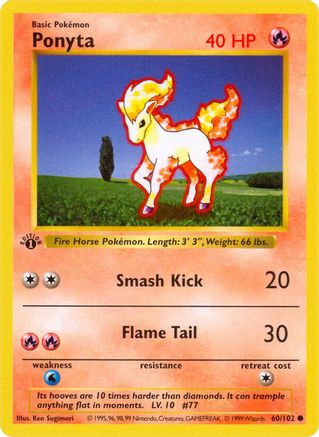 Ponyta 060  - 1st Edition Base Set Shadowless - Common