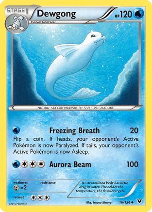 Dewgong 016  - Reverse Holofoil XY  Fates Collide - Uncommon