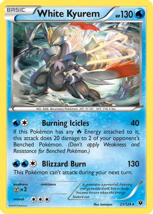 White Kyurem 021  - Reverse Holofoil XY  Fates Collide - Holo Rare