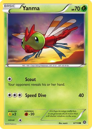 Yanma 006/114  - Reverse Holofoil XY  Steam Siege - Common