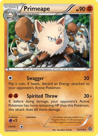 Primeape  - Reverse Holofoil XY  Steam Siege - Rare