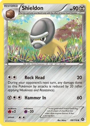 Shieldon 069  - Reverse Holofoil XY  Steam Siege - Uncommon