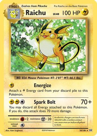 Raichu 036  - Holofoil XY  Evolutions - Holo Rare