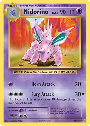 Nidorino 044  - Reverse Holofoil XY  Evolutions - Uncommon