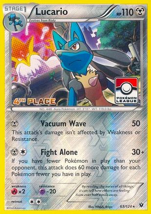 Lucario - 63/124 (Pokemon League) [4th Place]/124  - Reverse Holofoil League & Championship Cards - Promo