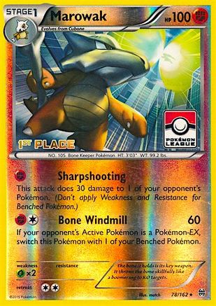 Marowak - 78/162 (Pokemon League) [1st Place]/162  - Reverse Holofoil League & Championship Cards - Promo