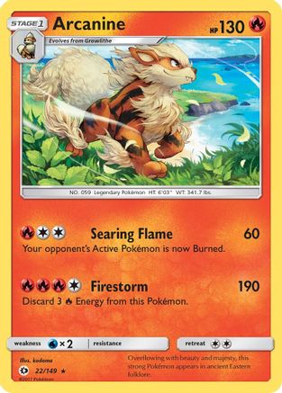 Arcanine 022  - Reverse Holofoil SM Base Set - Holo Rare