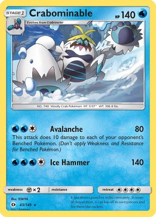 Crabominable 043  - Reverse Holofoil SM Base Set - Rare
