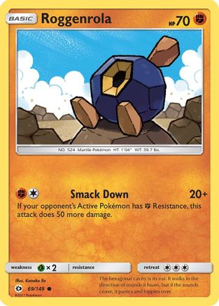 Roggenrola 069  - Reverse Holofoil SM Base Set - Common