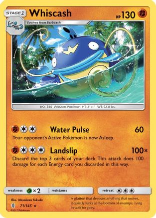 Whiscash  - Reverse Holofoil SM  Guardians Rising - Rare