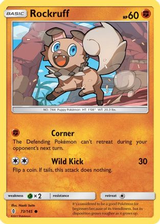 Rockruff 073  - Reverse Holofoil SM  Guardians Rising - Common