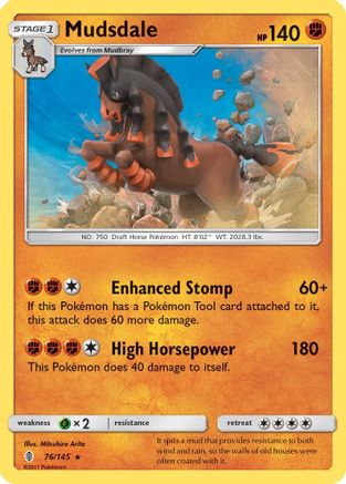 Mudsdale 076/145  - Holofoil SM  Guardians Rising - Holo Rare