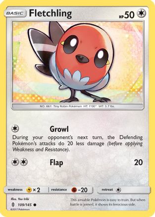 Fletchling 109  - Reverse Holofoil SM  Guardians Rising - Common