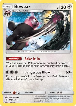 Bewear 113  - Reverse Holofoil SM  Guardians Rising - Uncommon