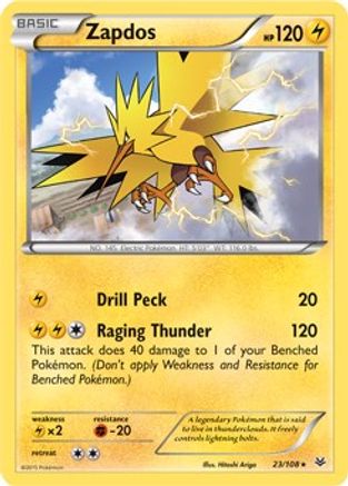 Zapdos - 23/108 (XY Roaring Skies)/108  - Holofoil Deck Exclusives - Holo Rare