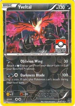 Yveltal (Pokemon League) 065/114  - Reverse Holofoil League & Championship Cards - Promo