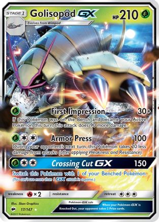 Golisopod GX 017  - Holofoil SM  Burning Shadows - Ultra Rare